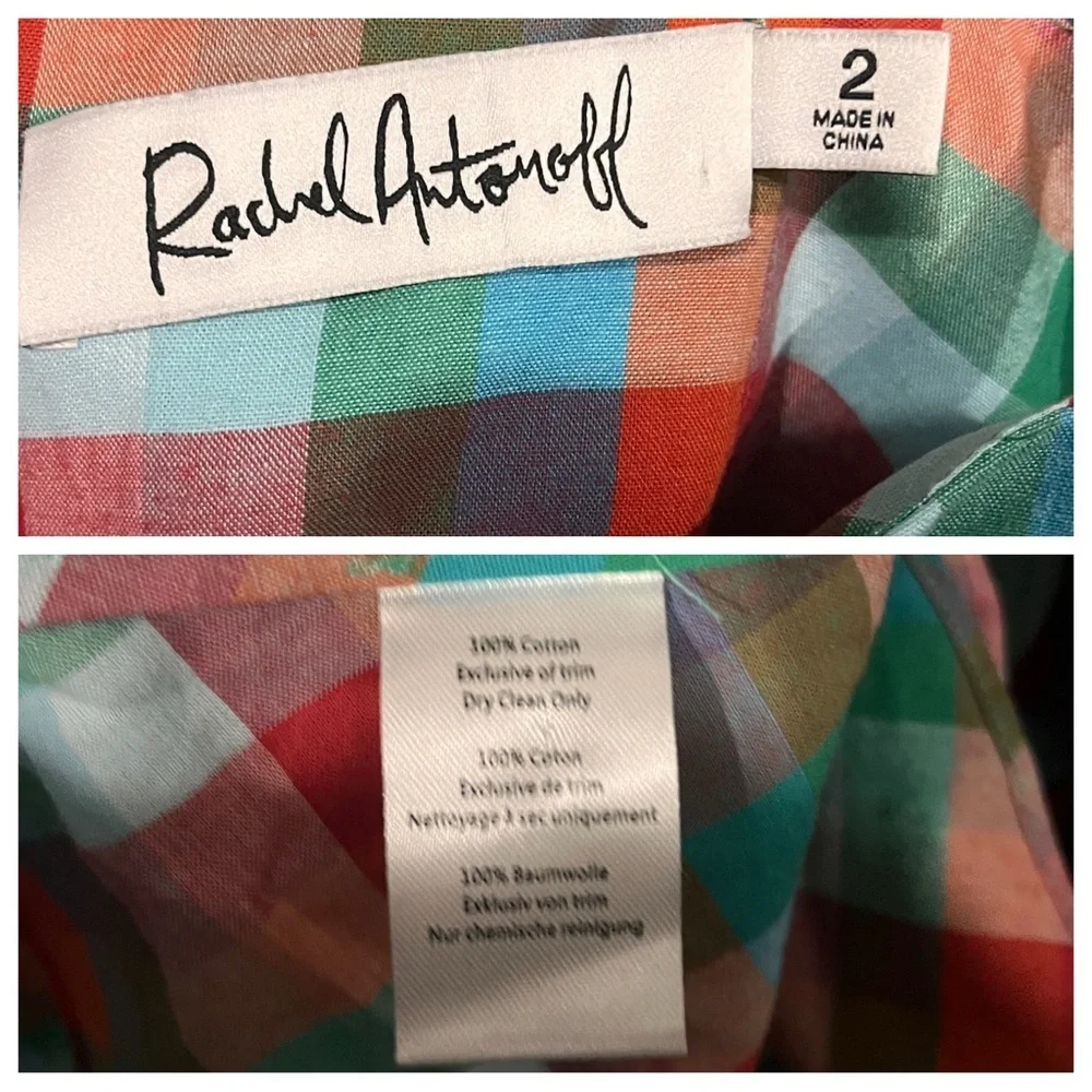 Rachel Antonoff Ali Midi Dress Picnic Plaid sz: 2 XS Multicolored Casual Summer